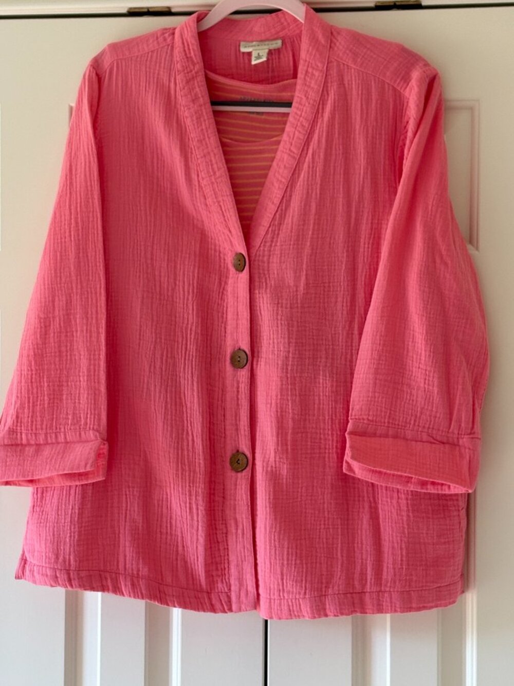 Set: Appleseed's Coral Gauze Cardigan Jacket, Large & Tank Top, X-Large NWOT